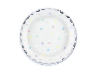 Popierinės lėkštutės Vienaragio žvaigždutės (6 vnt./18 cm)
