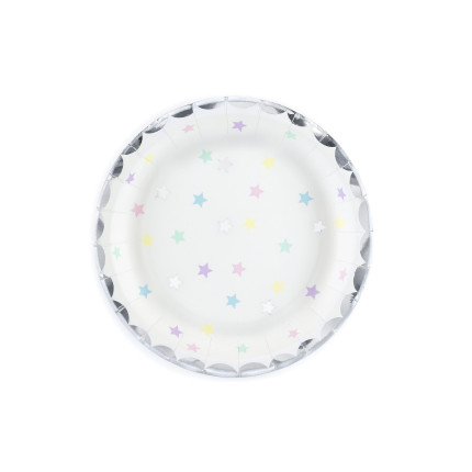 Popierinės lėkštutės Vienaragio žvaigždutės (6 vnt./18 cm)