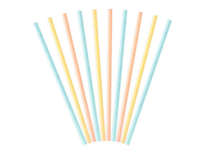 Popieriniai šiaudeliai Vasaros spalvos (10 vnt./19,5 cm)