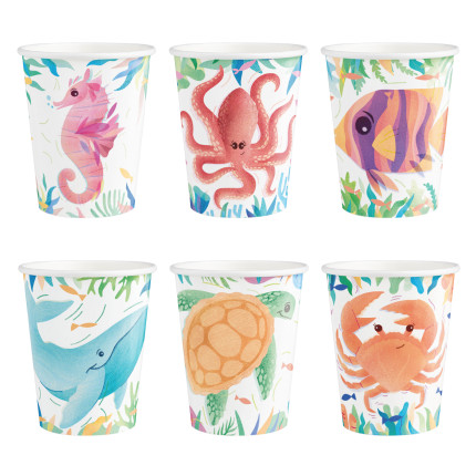 Vienkartiniai puodeliai Vandenynai (6 vnt/ 220 ml)