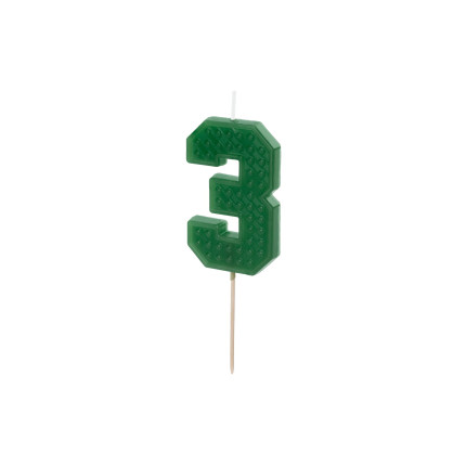 Žalia gimtadienio žvakutė "3"